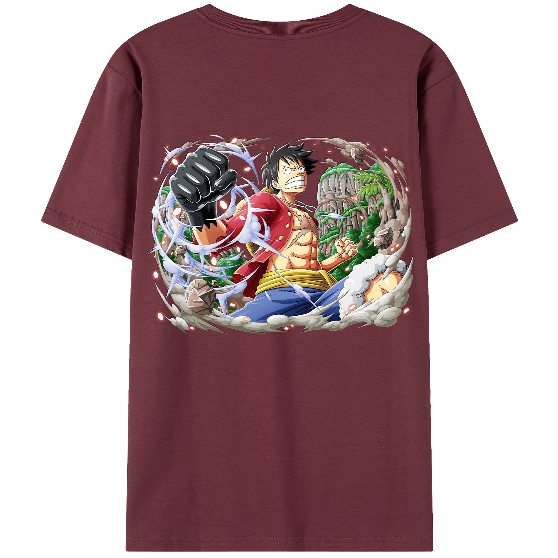 ワンピース モンキー・D・ルフィ ONE PIECE Monkey D. Luffy 綿100％半袖Tシャツ（背面プリント）